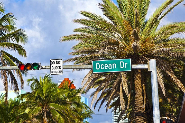 Ocean Drive à Miami aux Etats-Unis