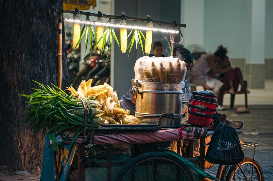 Stand de street food au Cambodge